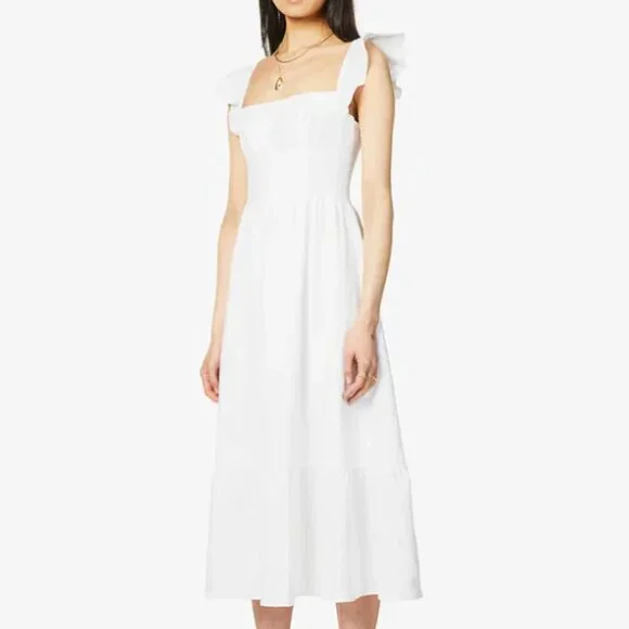 Reformation Lucila Ruffle-Trimmed Linen Midi Dress - Picture 4 of 6